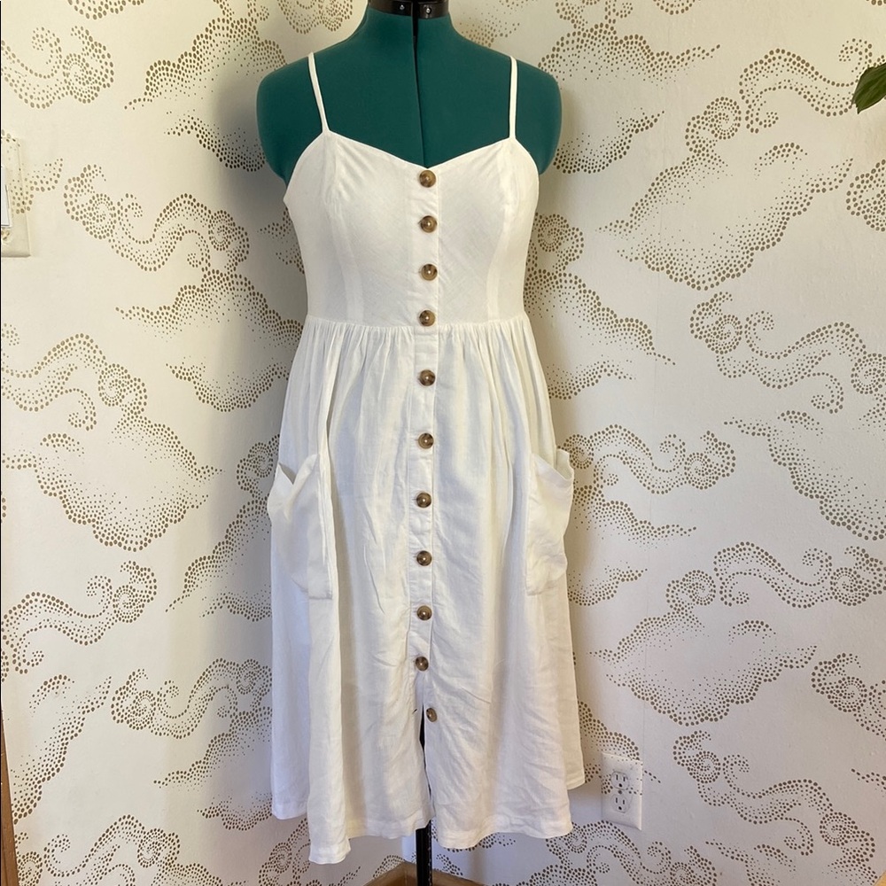 Urban Outfitters Cooperative White Button-Down Sundress